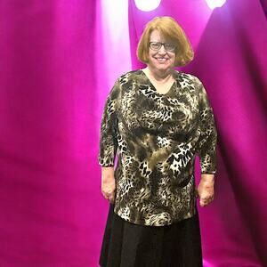Brittany Black Leopard Print Sequins Textured 90s Blouse Size 3X Vintage!